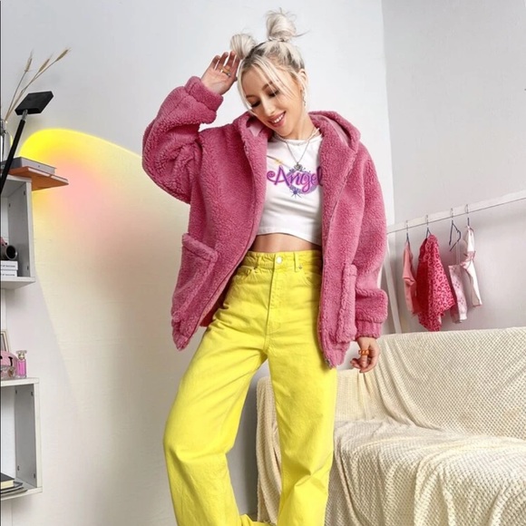 Pink Fuzzy Teddy Jacket Coat - Picture 4 of 7